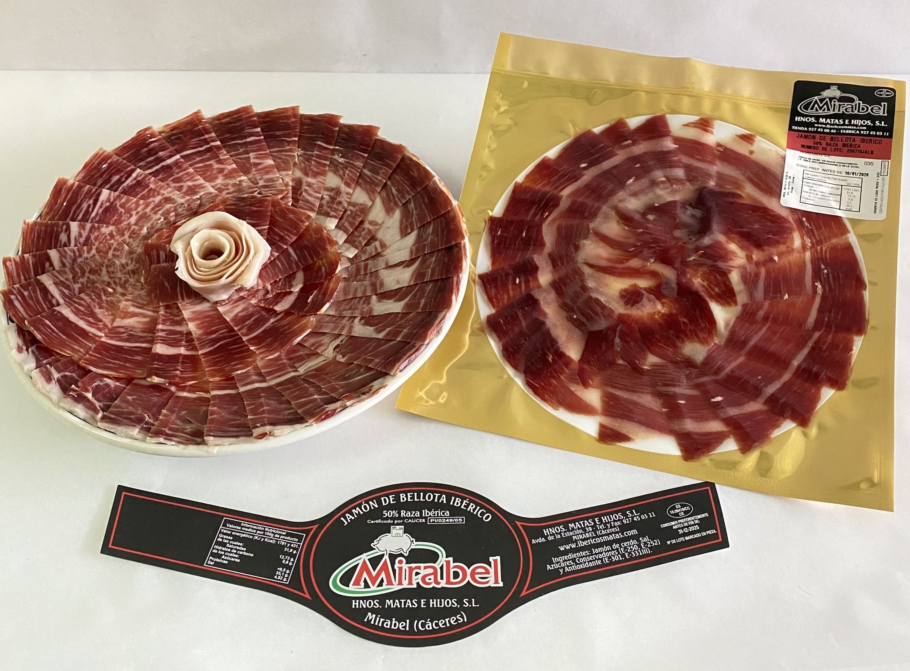 JAMON BELLOTA IBÉRICO CORTADO A MANO -50% RAZA IBÉRICA